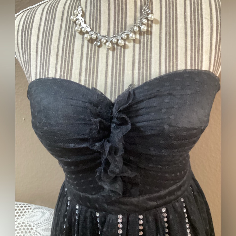 BEBE STRAPLESS BLACK/SILVER DRESS - Picture 4 of 16
